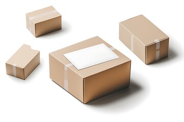 Fototapeta premium White shipping label on craft box mockup