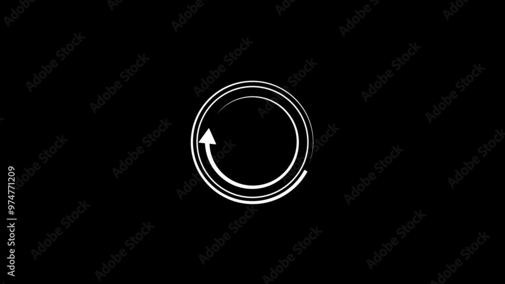 Poster abstract circle loading icon, whit color animation .on black color background.
