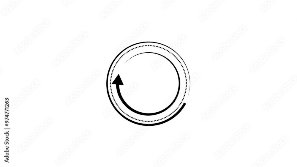 Poster abstract circle loading icon, black color animation .on whit background.