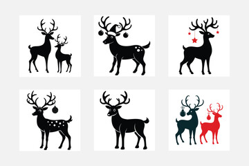 Christmas reindeer ornaments silhouette vector