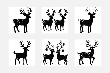 Christmas reindeer ornaments silhouette vector