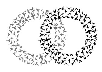 round frame of birds . hand drawing. Not AI. Vector illustration