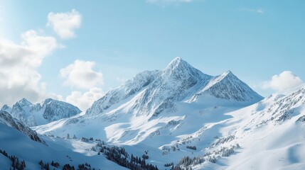 Stunning mountain range overlooking the beautiful baqueira ski fields in the spanish pyrenees