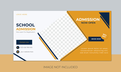 Educational banner design ,horizontal banner template, School Admission Social Media Banner Template, Back To School Web Banner Template.