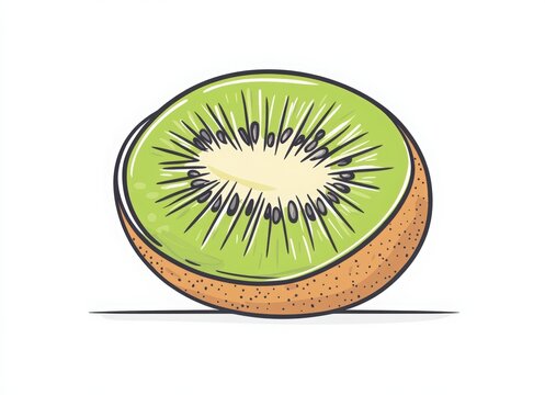 recommend clip art: A simple single-line drawing of a kiwi fruit