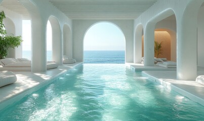 Luxury Poolside Relaxation at a Whitewashed Villa