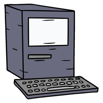 hand drawn cartoon doodle of a computer and keyboard