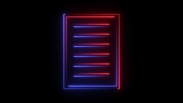 Notebook icon animation on black background.