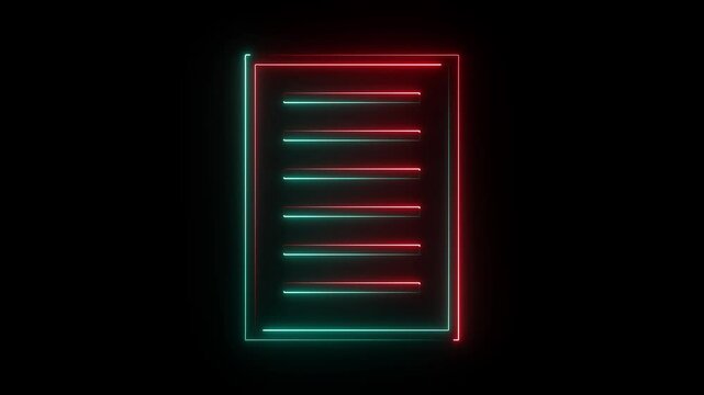 Notebook icon animation on black background.
