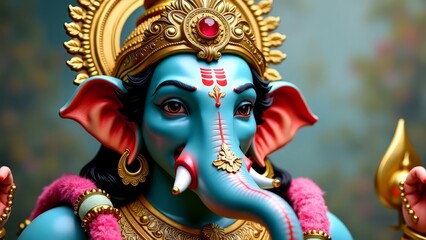 Fototapeta premium Close-up face of Lord ganesha son of shiva