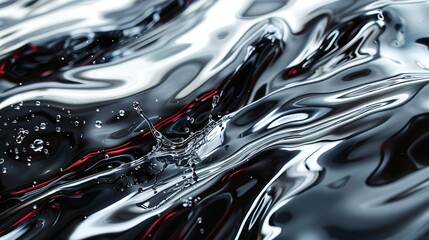 Abstract Water Splash: Silver and Black Reflections