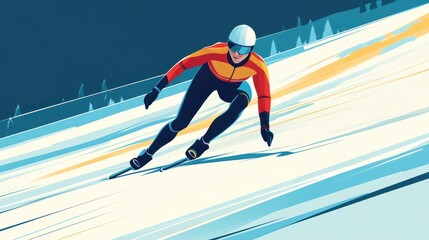 Speed Skating Athlete on Ice Track