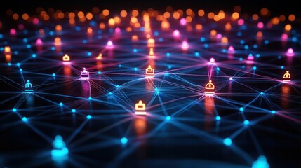 Obraz premium An entrepreneur social network icon, showing connected people and network nodes, symbolizing startup and small business collaboration.