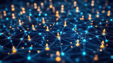 An entrepreneur social network icon, showing connected people and network nodes, symbolizing startup and small business collaboration.