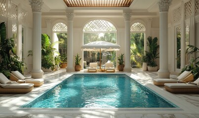 Luxury Indoor Pool with Tropical Views