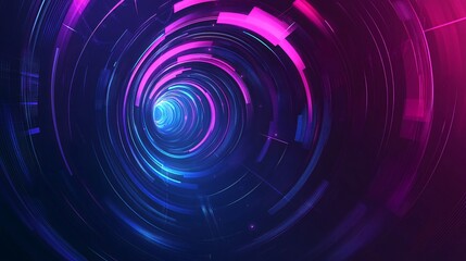 Obraz premium Abstract swirling tunnel of pink and blue neon lights.