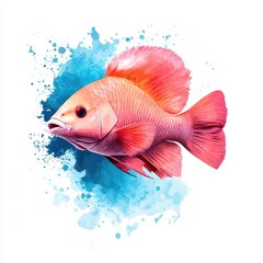 Obraz premium A parrotfish swimming gracefully, vivid colors, digital painting, soft lighting, isolated on white background