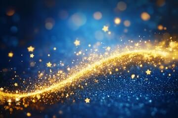 Obraz premium Enchanting golden star trail against deep blue background for new year s celebrations and events