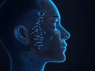 Obraz premium Biometric authentication, facial recognition for office access, 3D illustration