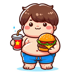 Obraz premium Funny vector image of a little fat boy