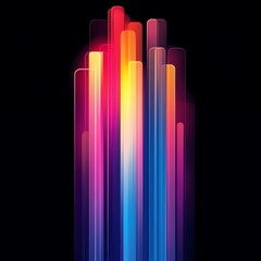 Obraz premium Colorful vertical bars in fluid gradient, abstract style, dynamic motion and vibrant energy, perfect for modern digital and commercial design