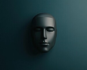 High-tech office security, facial recognition scanning at entry, 3D illustration