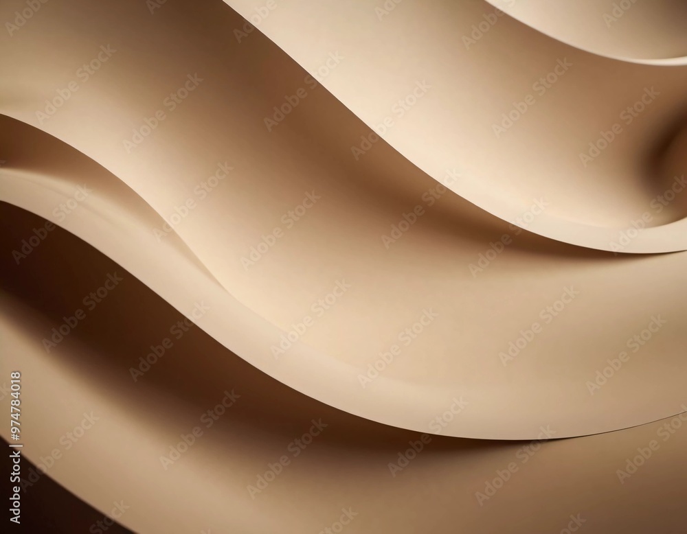 Poster an intricate arrangement of beige brown 3d waves creates a soothing visual effect, showcasing smooth