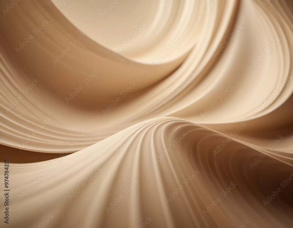 Poster an intricate arrangement of beige brown 3d waves creates a soothing visual effect, showcasing smooth