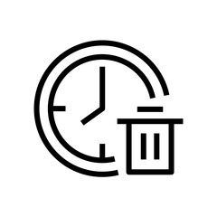 clock with trash sign