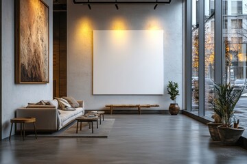 Modern Loft Interior Design with Large White Canvas