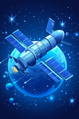 Obraz premium Spaceship station with solar wings