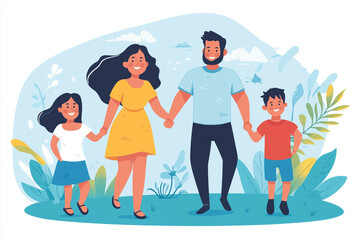Fototapeta premium Happy smiling family holding hands together