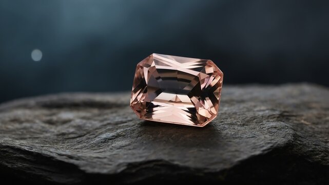 morganite stone centered in aesthetic background