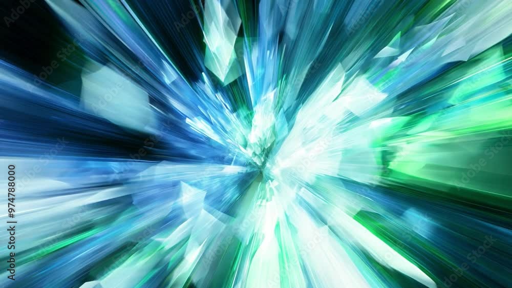 Aufkleber a vivid explosion of light disperses into sharp fragments of blue and green, creating a captivating 