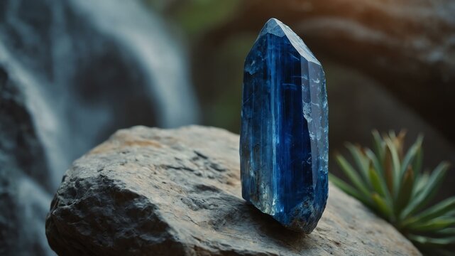 kyanite stone centered in aesthetic background