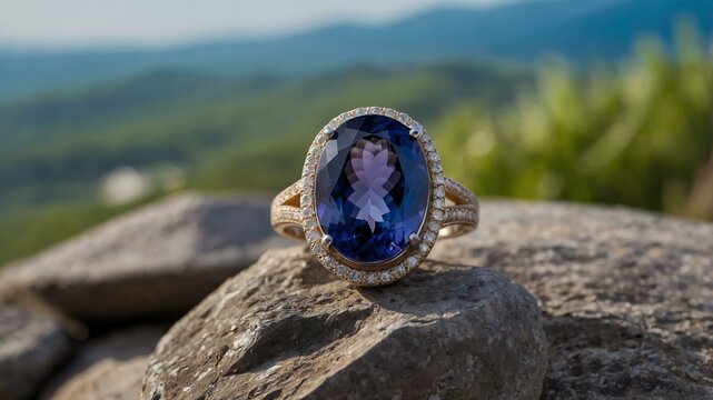 iolite stone centered in aesthetic background