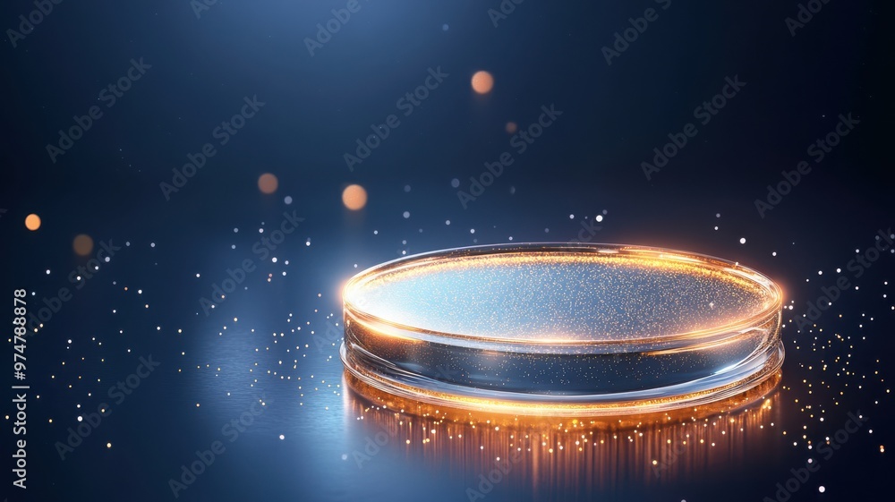 Aufkleber a sparkling display platform illuminated by a soft glowing light, ideal for showcasing products or c