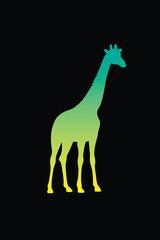 The silhouette of a giraffe. Original vector illustration in vintage style.