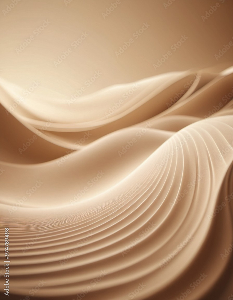 Poster an intricate arrangement of beige brown 3d waves creates a soothing visual effect, showcasing smooth