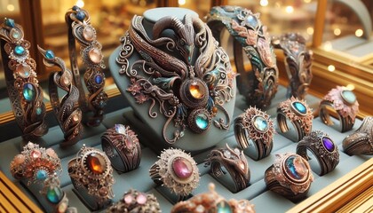 Handgefertigter Schmuck in einem Juwelier