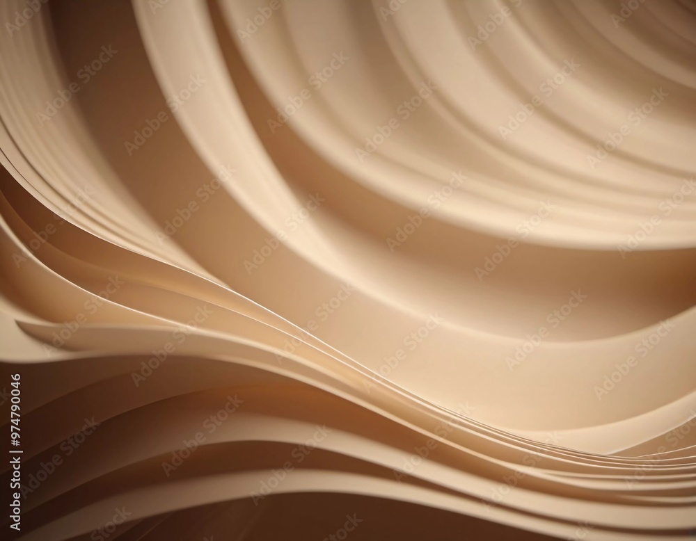 Poster an intricate arrangement of beige brown 3d waves creates a soothing visual effect, showcasing smooth