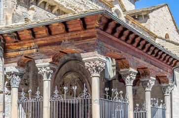 Architectural detail of the Romanesque Cathedral of Saint Peter in Jaca, Spain