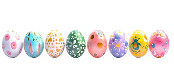 Colorful hand painted decorated Easter eggs collection
