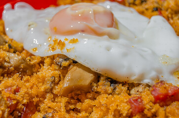 A plate of migas (crumbs), a traditional dish of Spanish cuisine