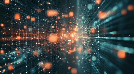 Depict an abstract technology background with a network of lines and dynamic digital effects.