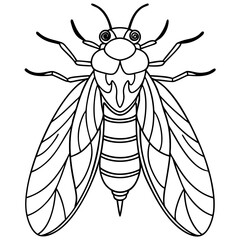 Line art of a Cicada vector illustration 