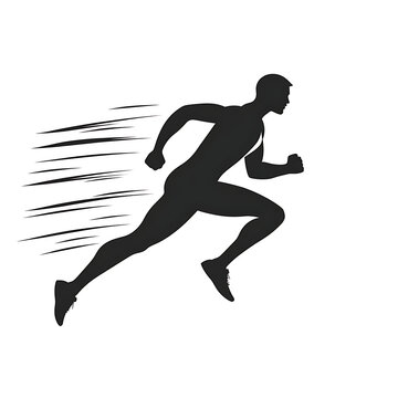 recommend clip art: A black silhouette of a runner with speed lines behind him, depicting swift movement.