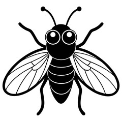 Cute fly cartoon silhouette vector illustration 