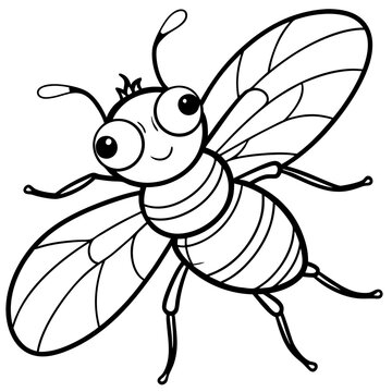 recommend clip art: Cartoon bee outline vector illustration 