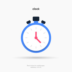 3d time and clock icon. Clock icon in trendy flat and line style isolated on background. Icons for date, time, era, duration, period, span, hour, minute, watch, timer, time keeper.